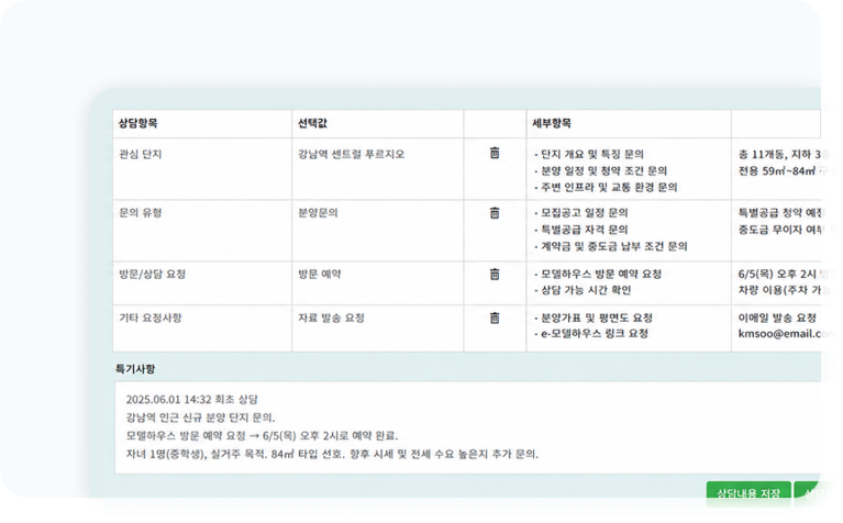 고객 상담 이력